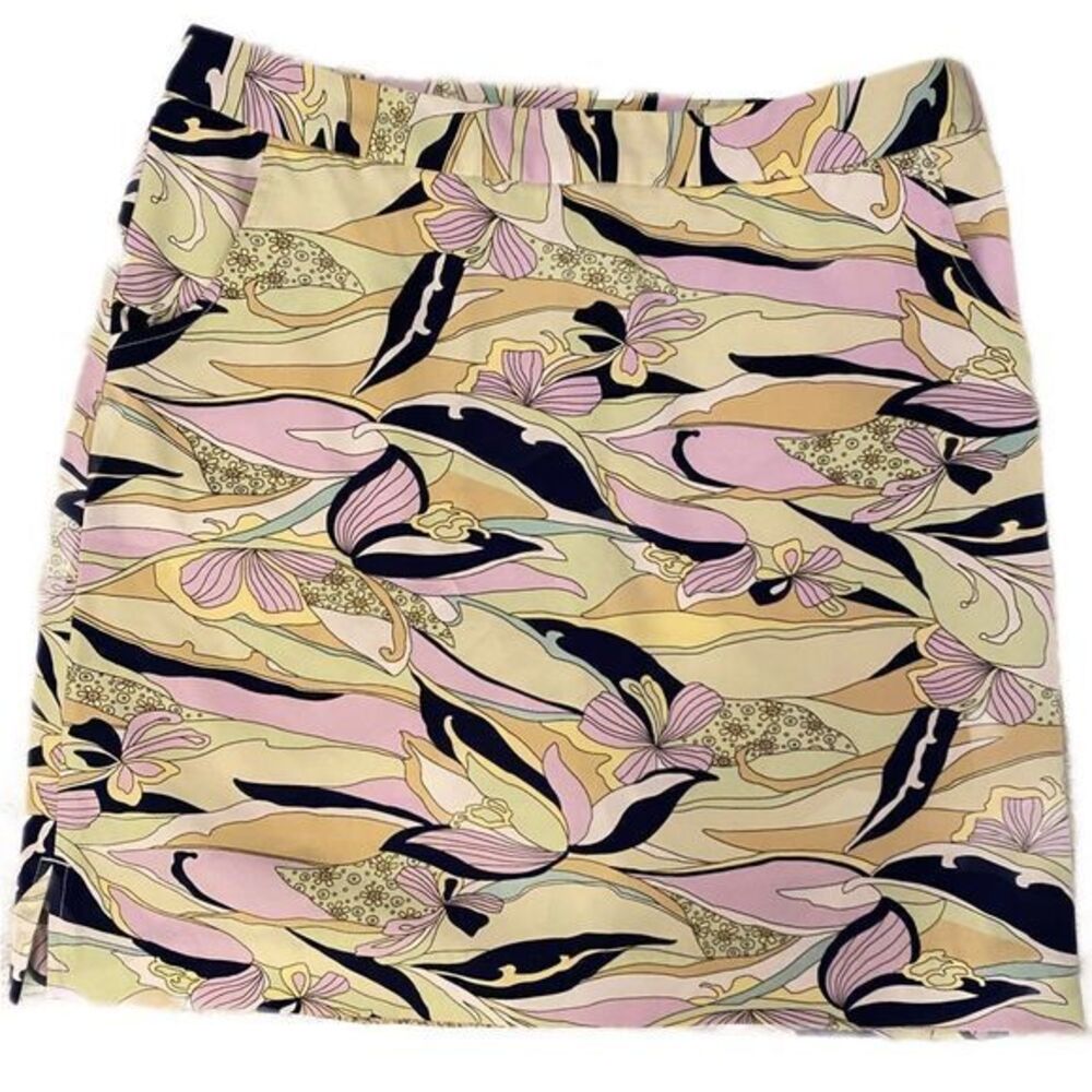 Monterey Club Skort-8 tan purple print , polyester spandex